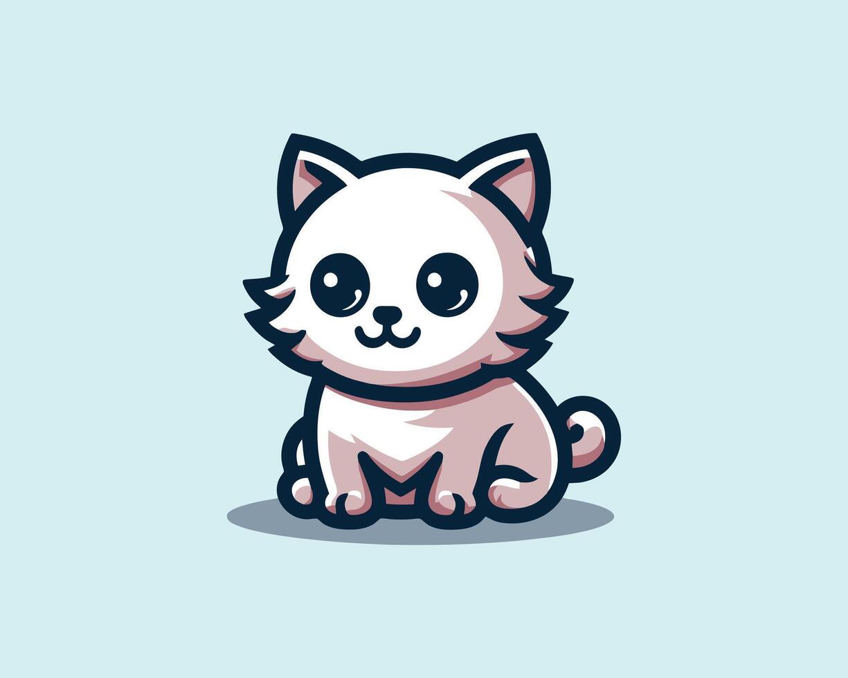 Adorable cartoon kitten character mascot illustration vector