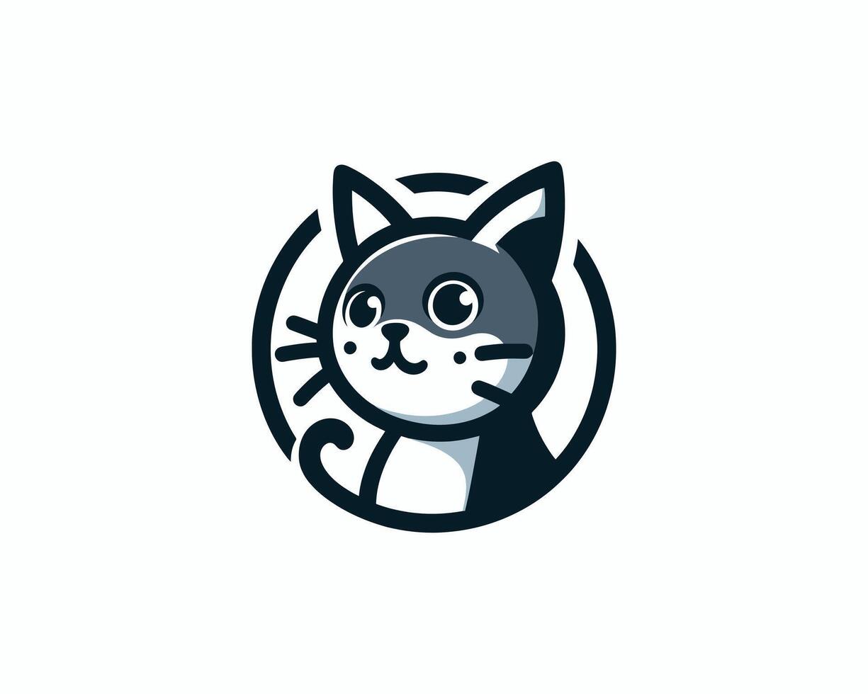 Playful feline graphic logo clean cat illustration vector