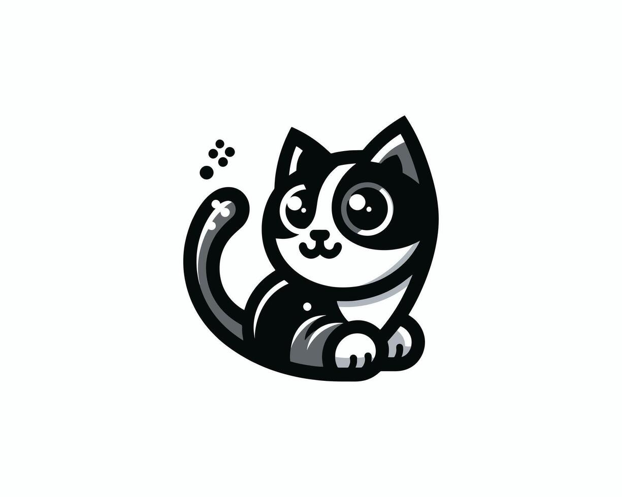 Whimsical tuxedo cat cartoon mascot illustration vector