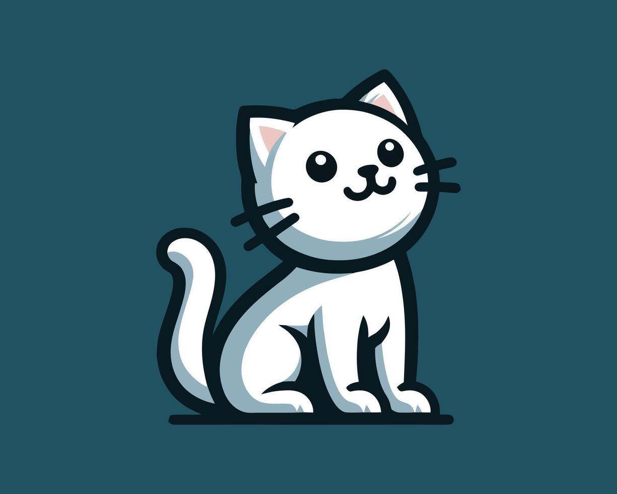 Adorable white kitten illustration with playful cartoon style vector