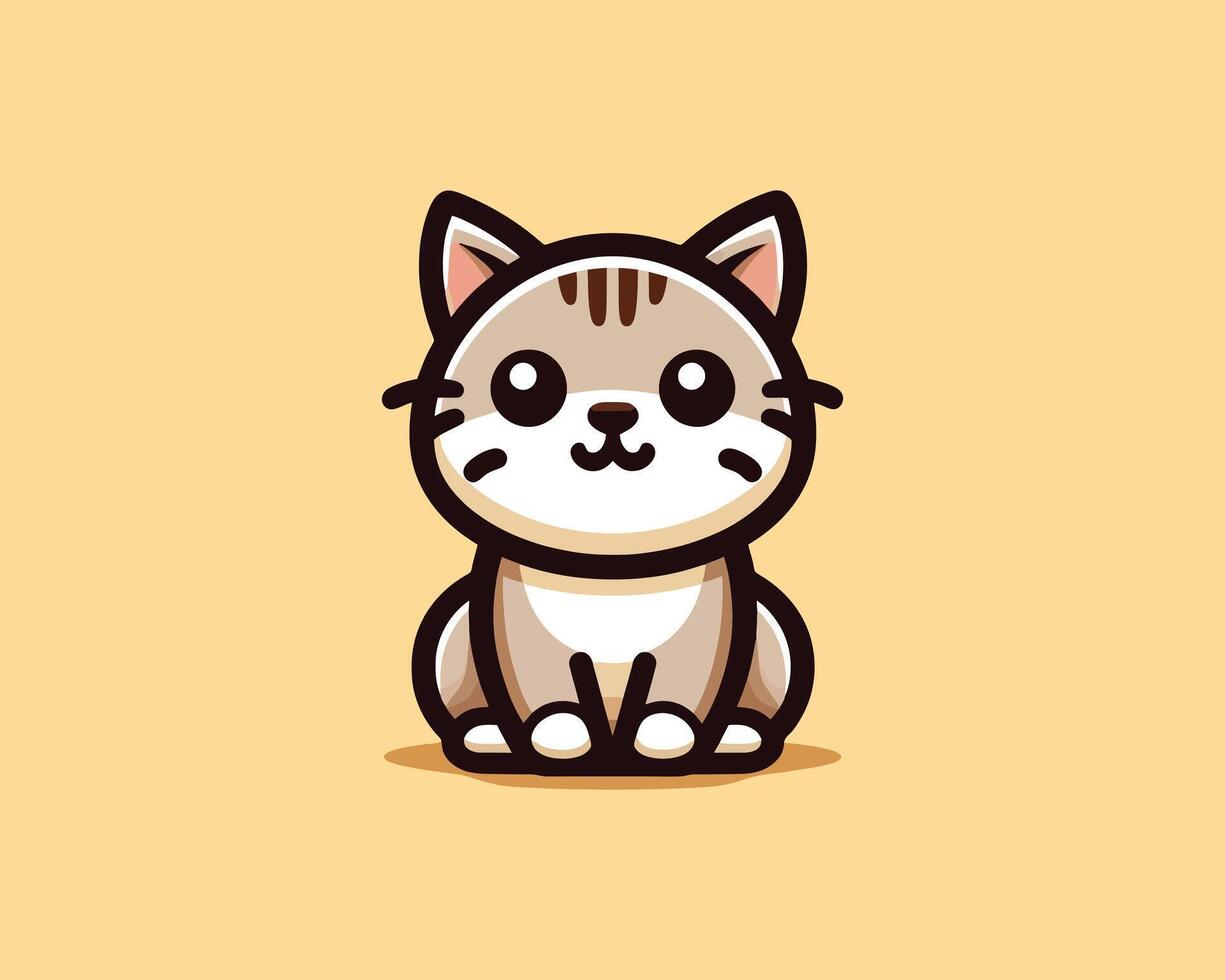 Adorable kitten cartoon character sitting down vector