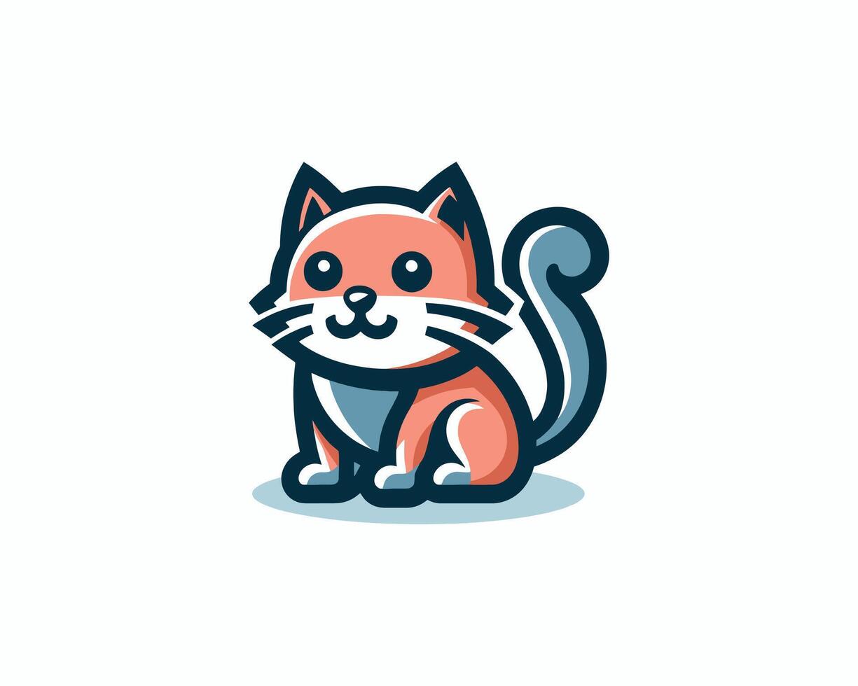 Adorable kitten mascot logo design in modern cartoon style vector