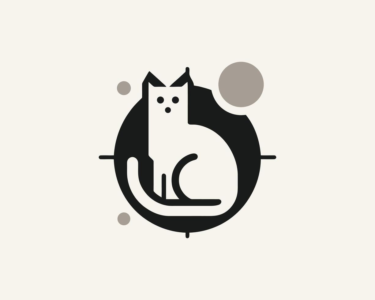 Minimalist cat emblem modern feline design with geometric accents vector