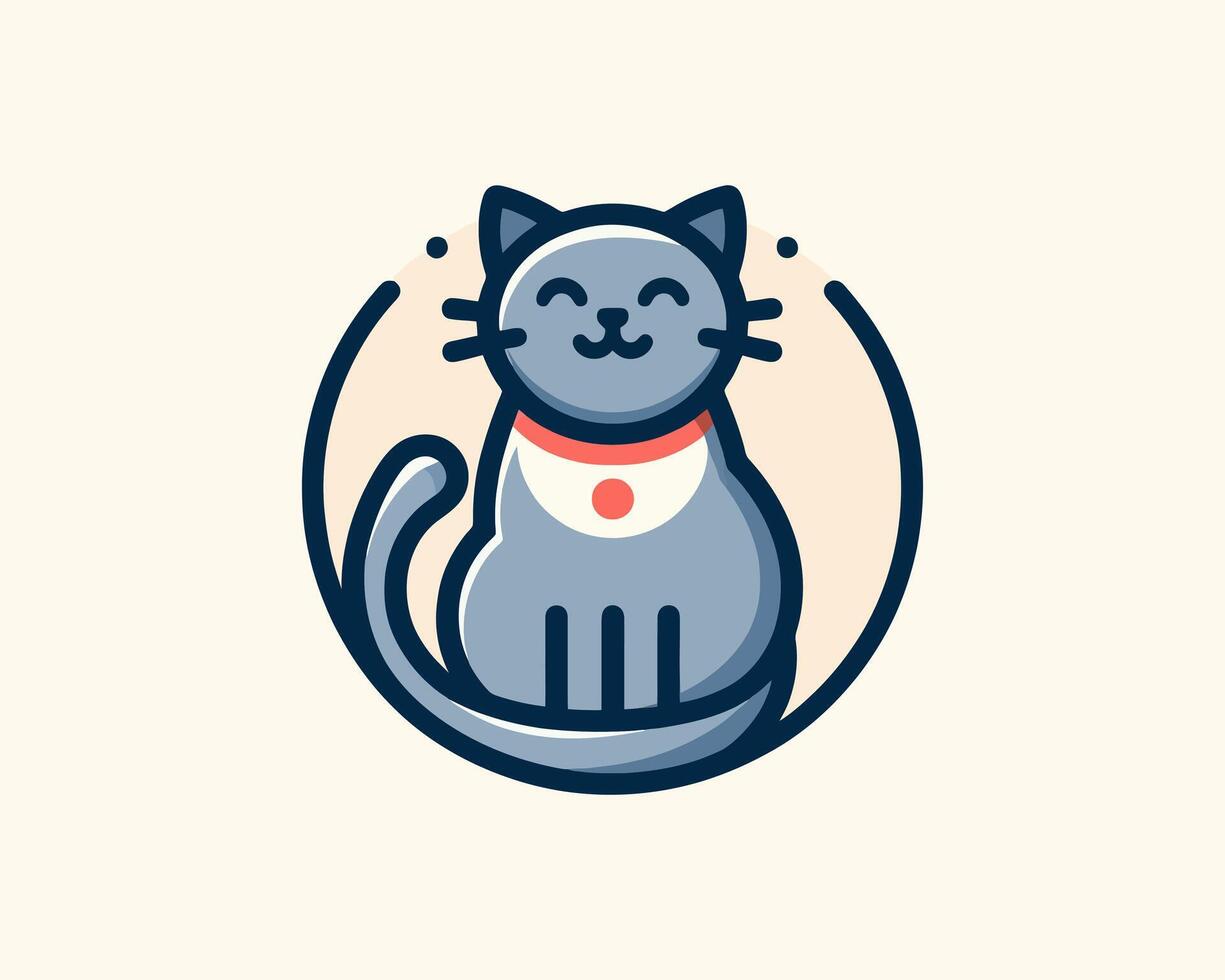 Playful feline mascot illustration with modern cartoon design vector