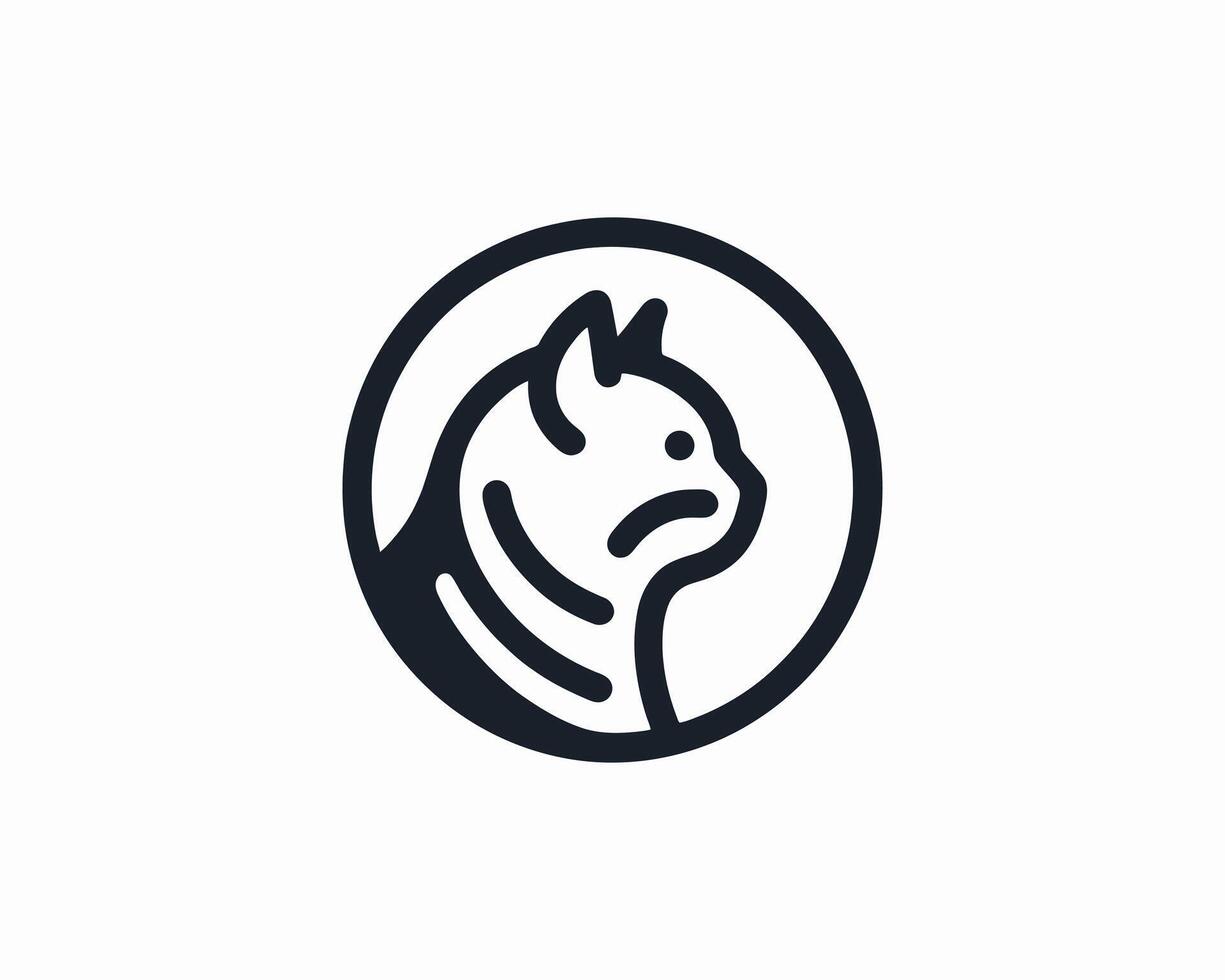 Minimalist feline circle icon minimalist vector
