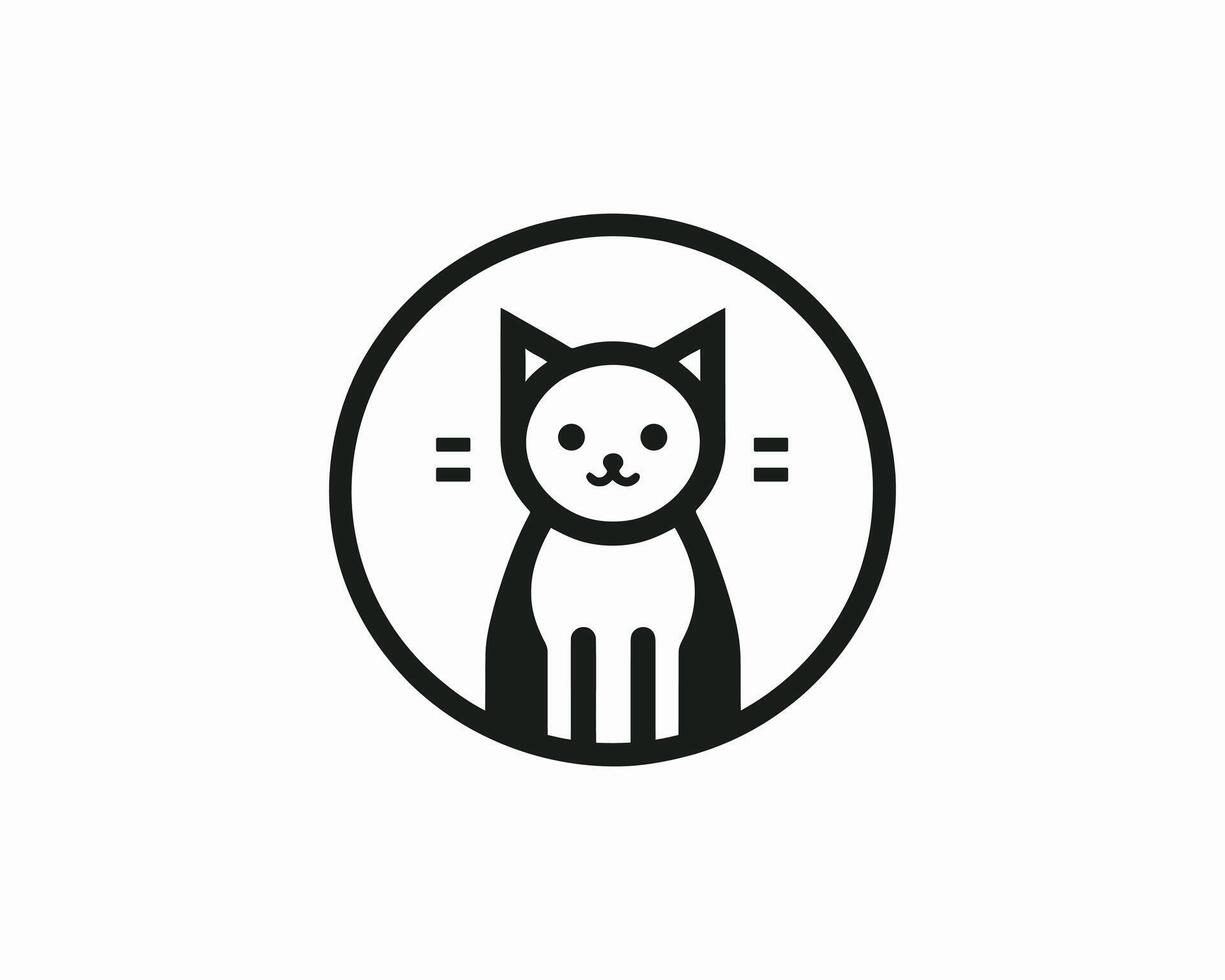 Minimalist cat icon illustration in geometric style vector