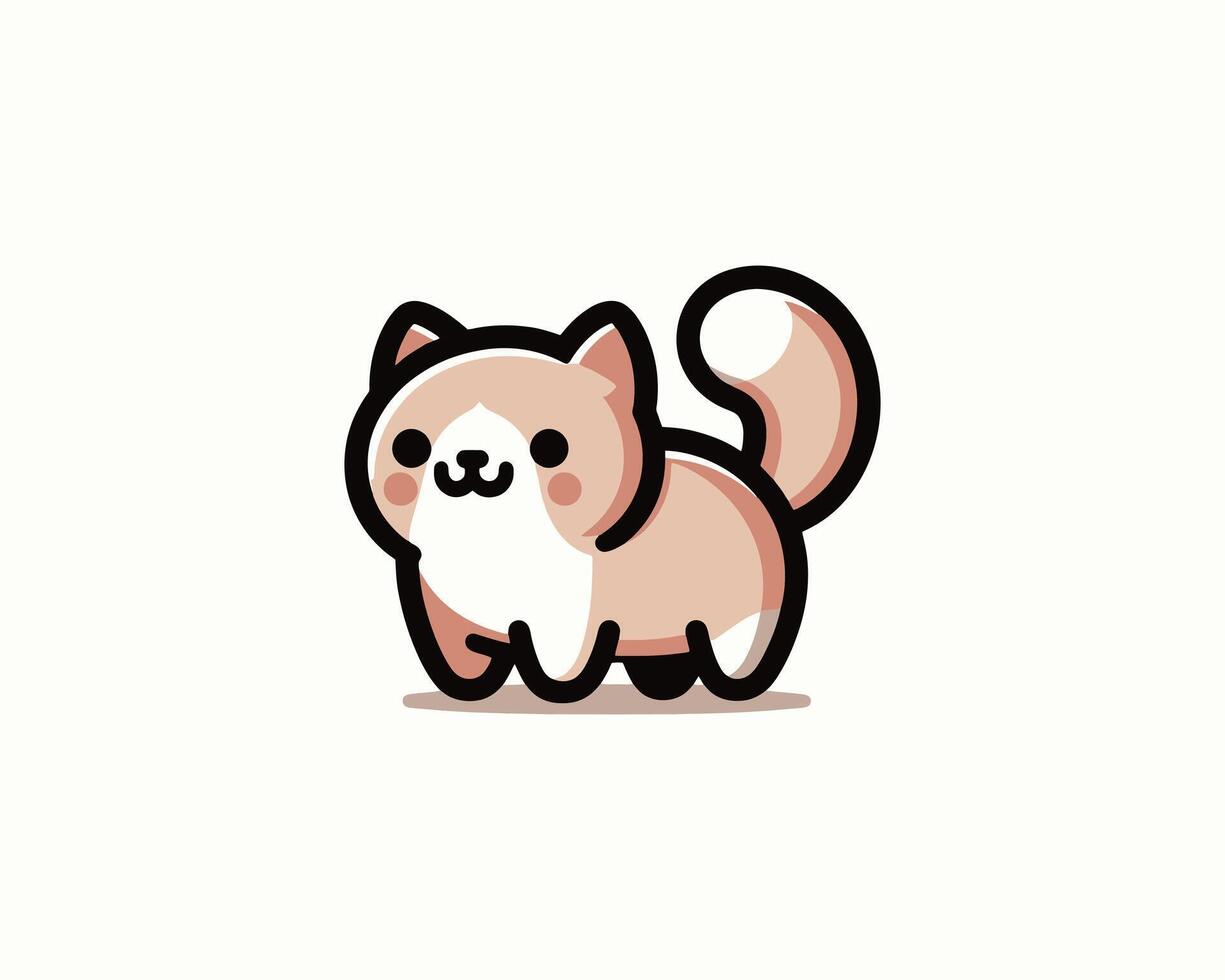 Kawaii peach cat cartoon illustration vector