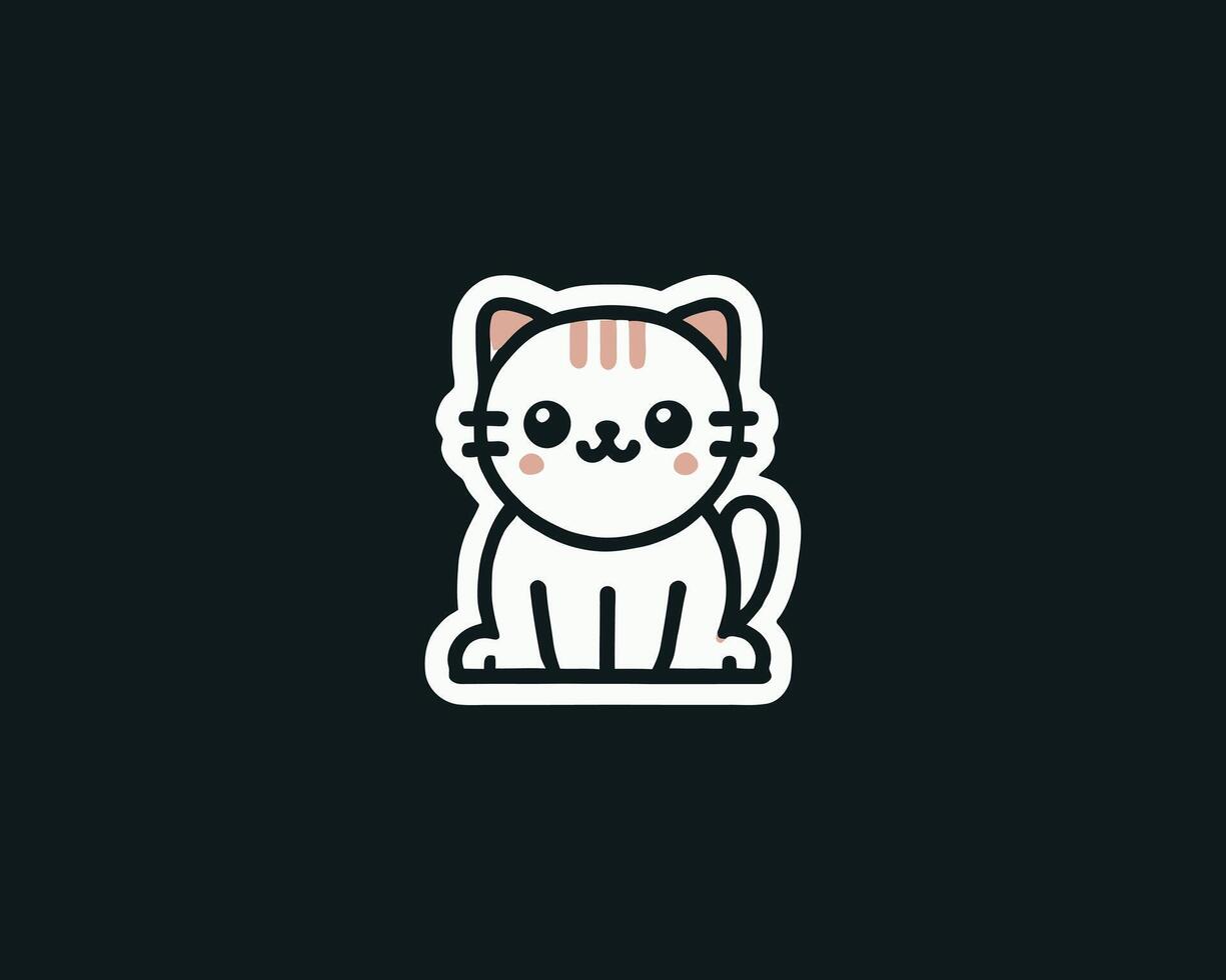 Kawaii kitten graphic charming feline icon with playful appeal vector