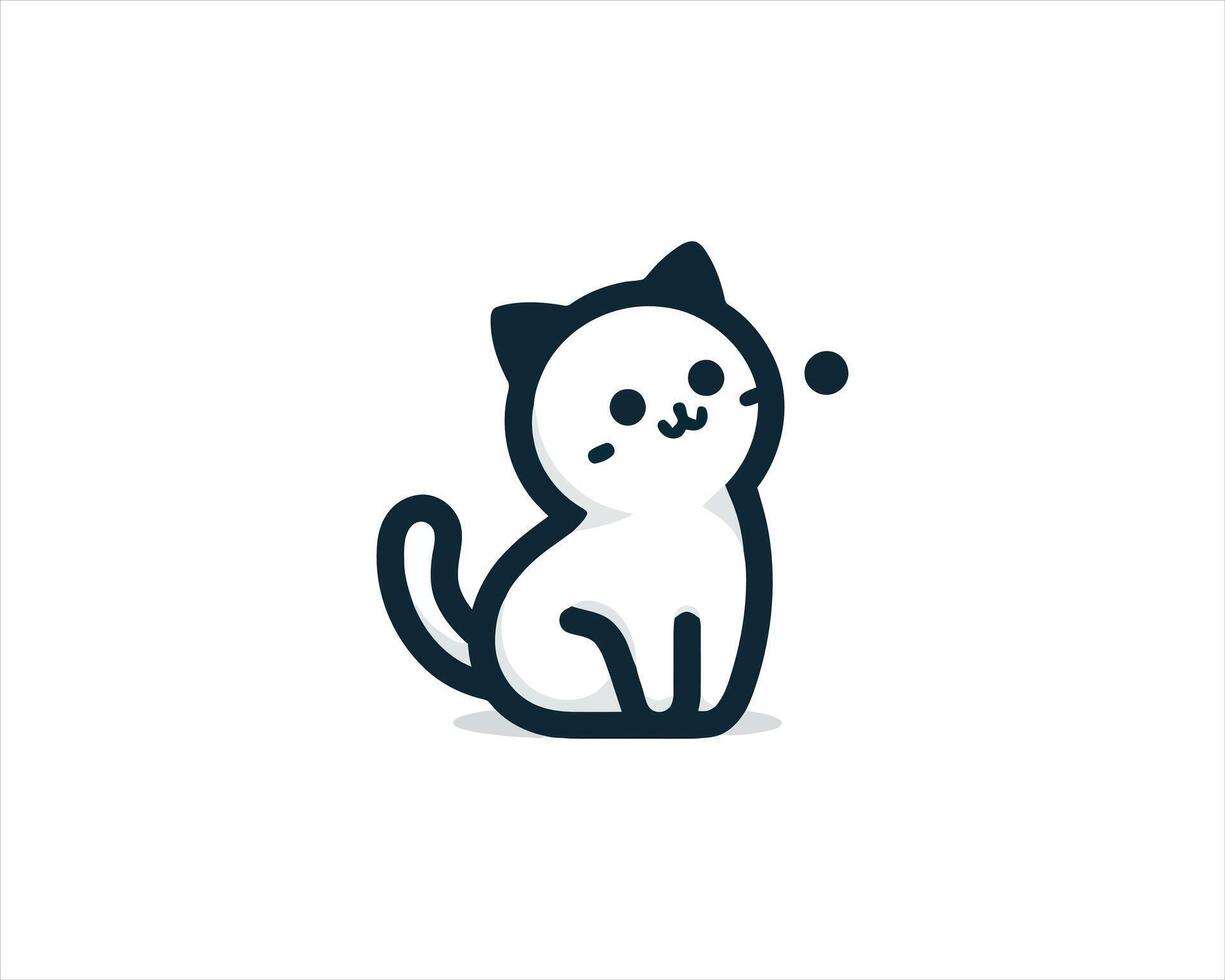 Whimsical cat illustration with minimalist design and playful aesthetic vector