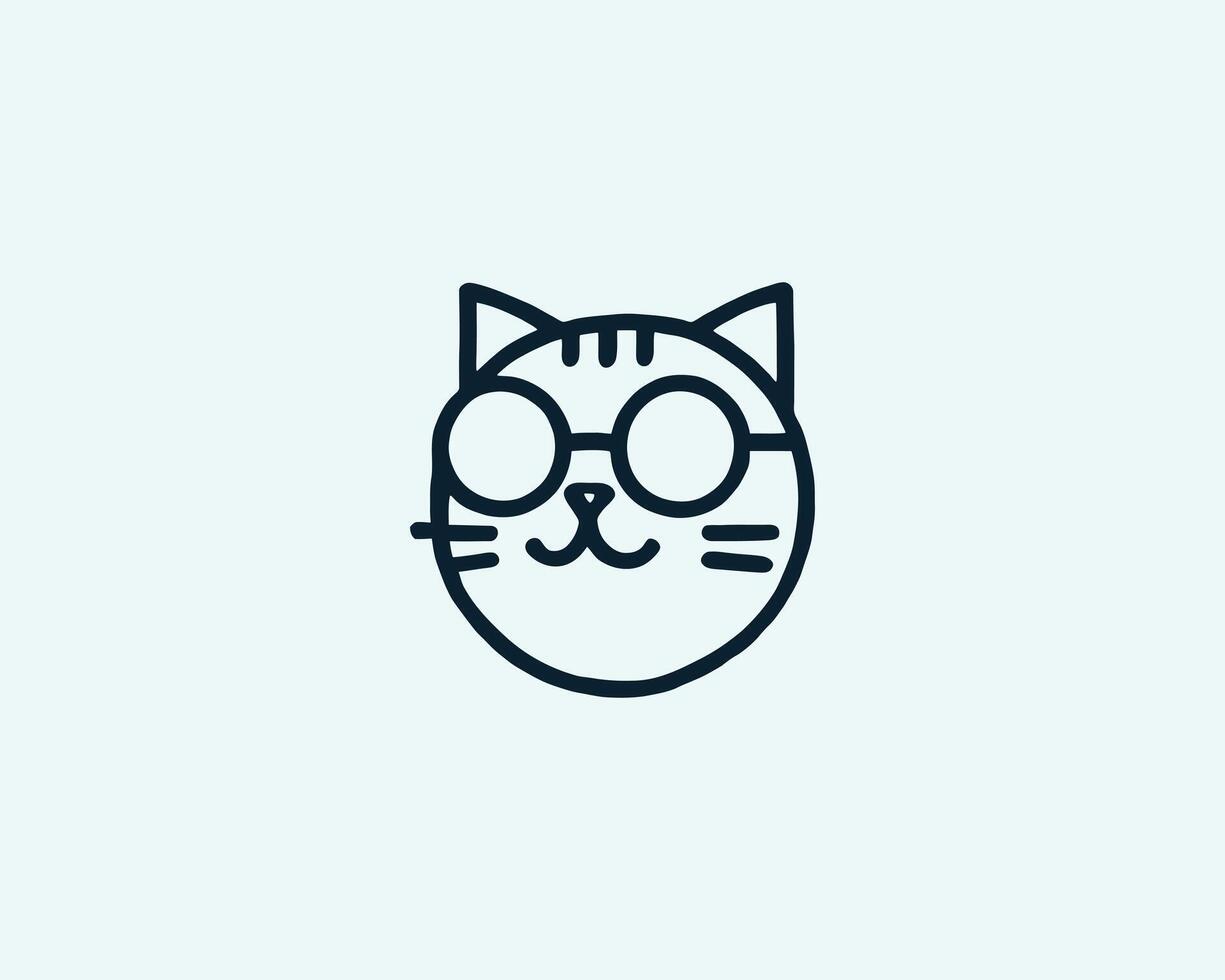 Chic feline modern minimalist cat icon with glasses vector