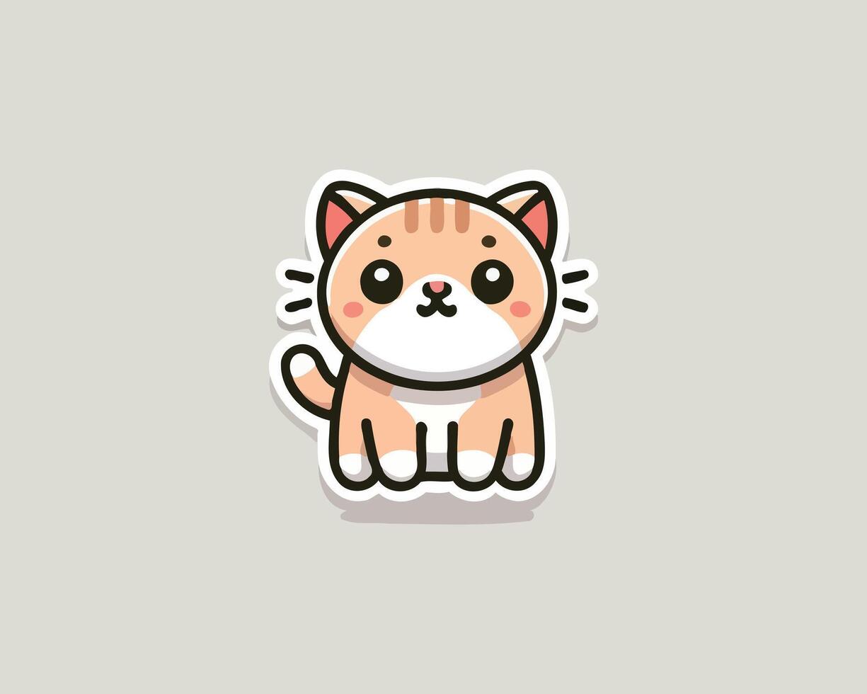 Kawaii cat character illustration for stickers and design vector