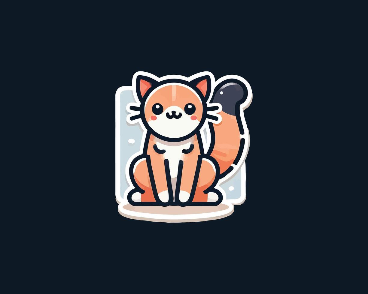 Adorable ginger kitten sticker illustration vector