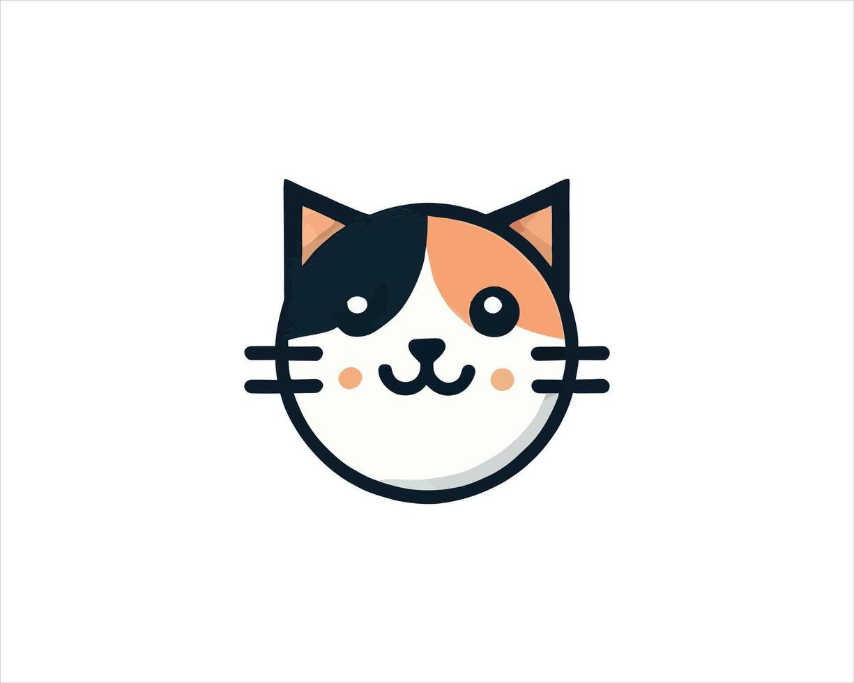 Charming calico cat face illustration vector