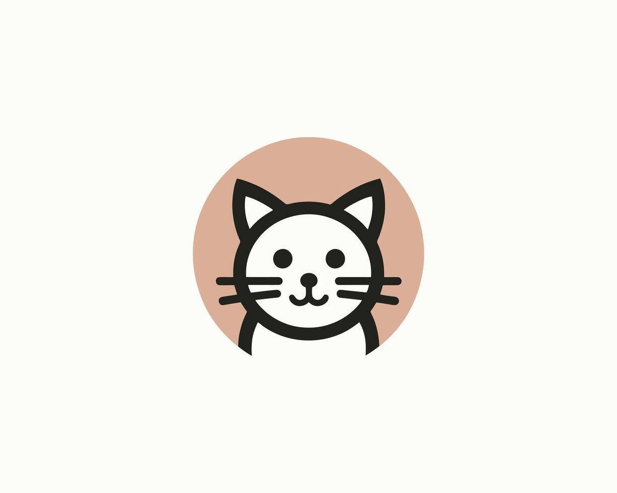 Minimalist cat icon pet portrait on soft pink backdrop vector