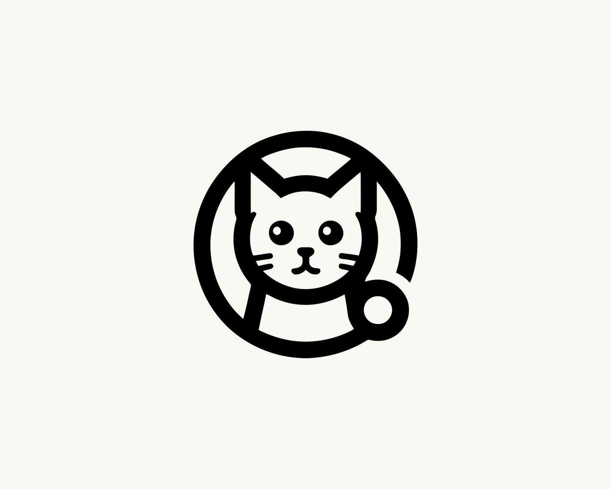 Minimalist feline no entry sign illustration vector