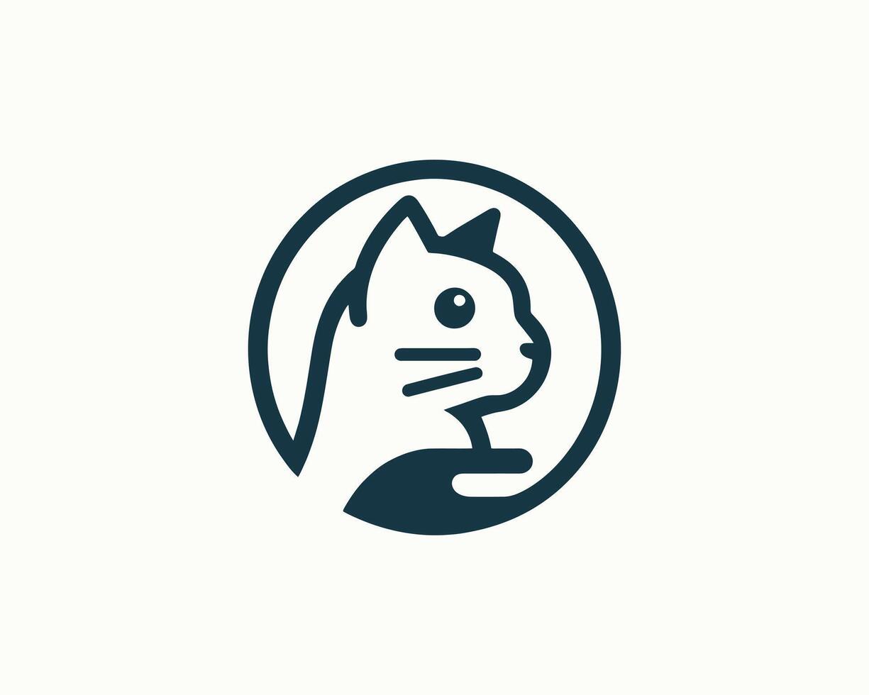 Minimalist cat silhouette logo design in circle vector