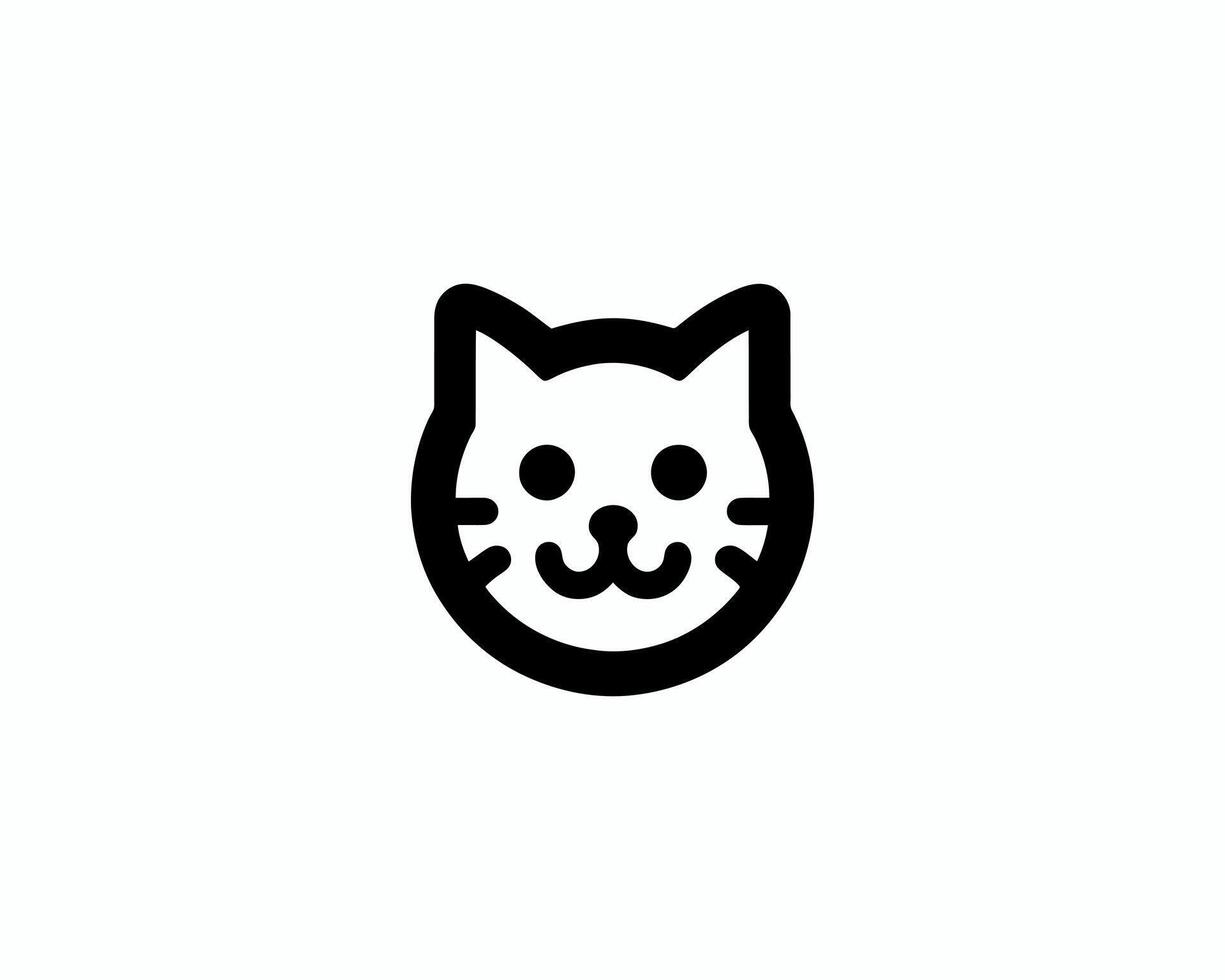 Minimalist black and white cat face icon illustration vector