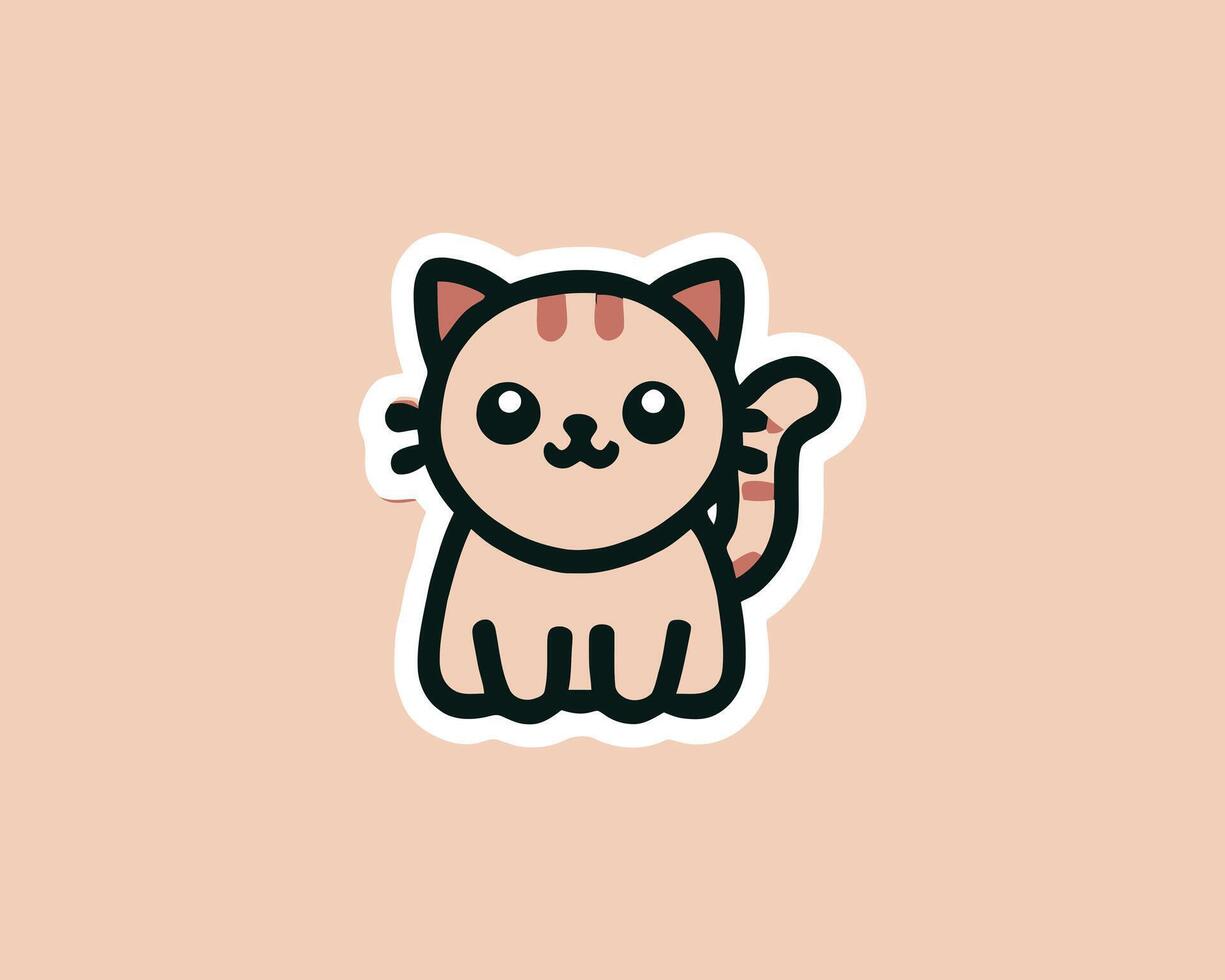 Kawaii kitten illustration cute cat character with outlined design vector