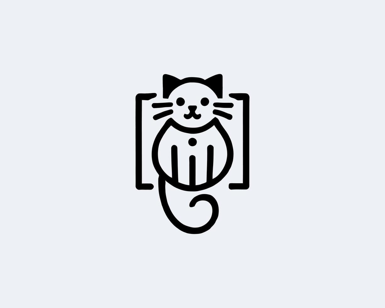 Minimalist line art cat graphic design in box frame vector