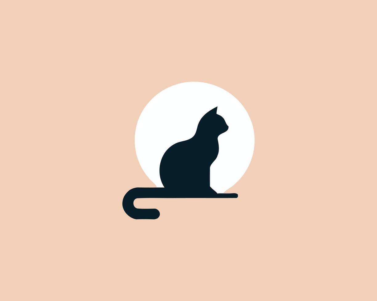 Chic cat silhouette design with moon motif vector