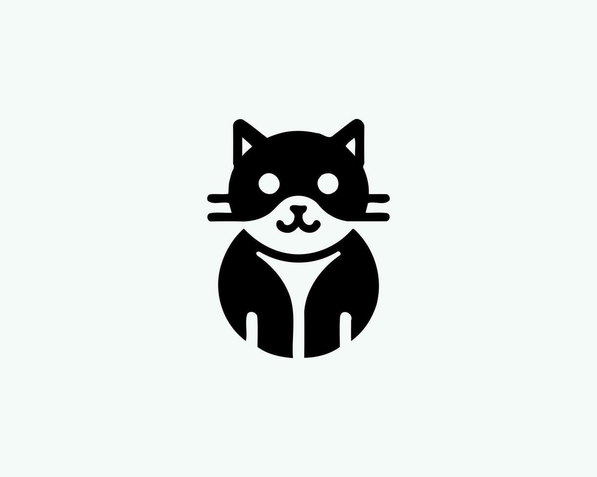 Modern black cat icon illustration vector