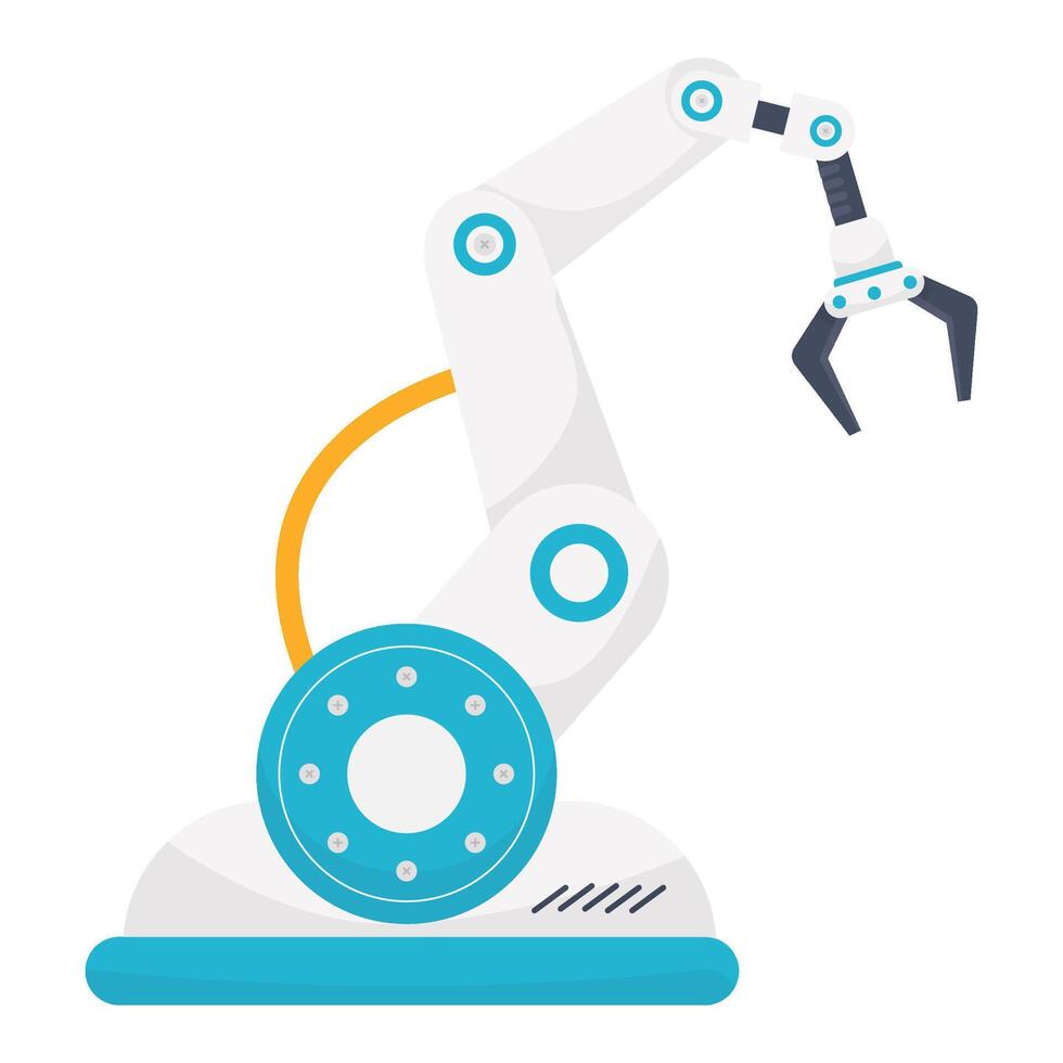 A mechanical robotic arm with gripping claw designed for industrial automation tasks. vector