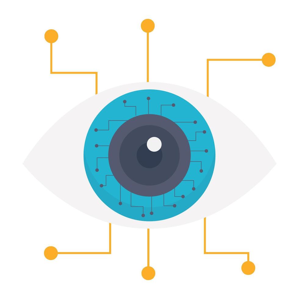 An abstract eye representing artificial vision and advanced digital recognition. vector