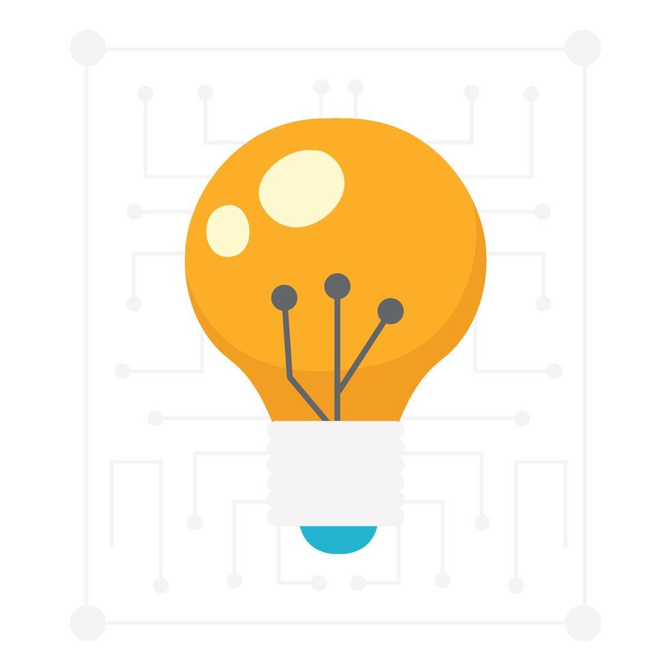 A glowing light bulb connected with tech circuit lines, symbolizing innovation and AI concepts. vector