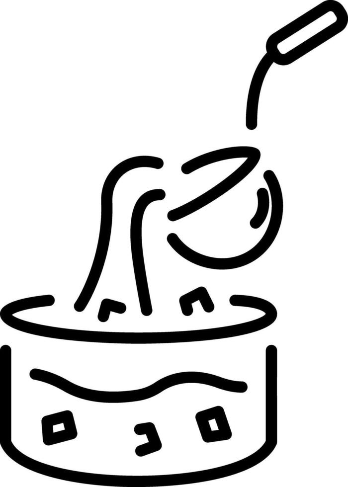 A linear style icon depicting pouring soup vector