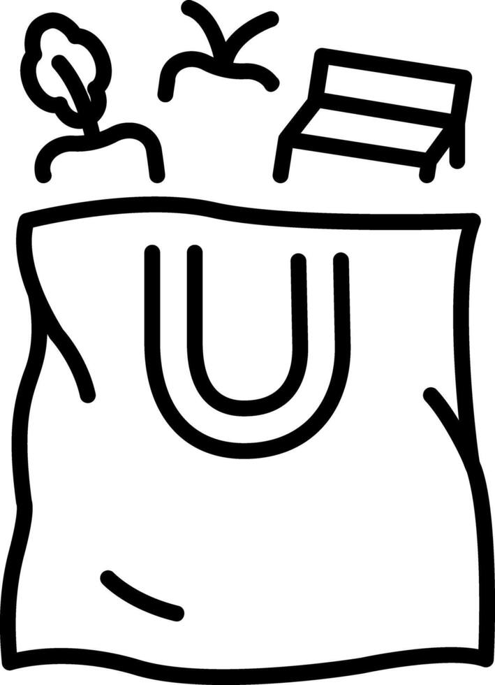 A linear style icon depicting grocery bag vector
