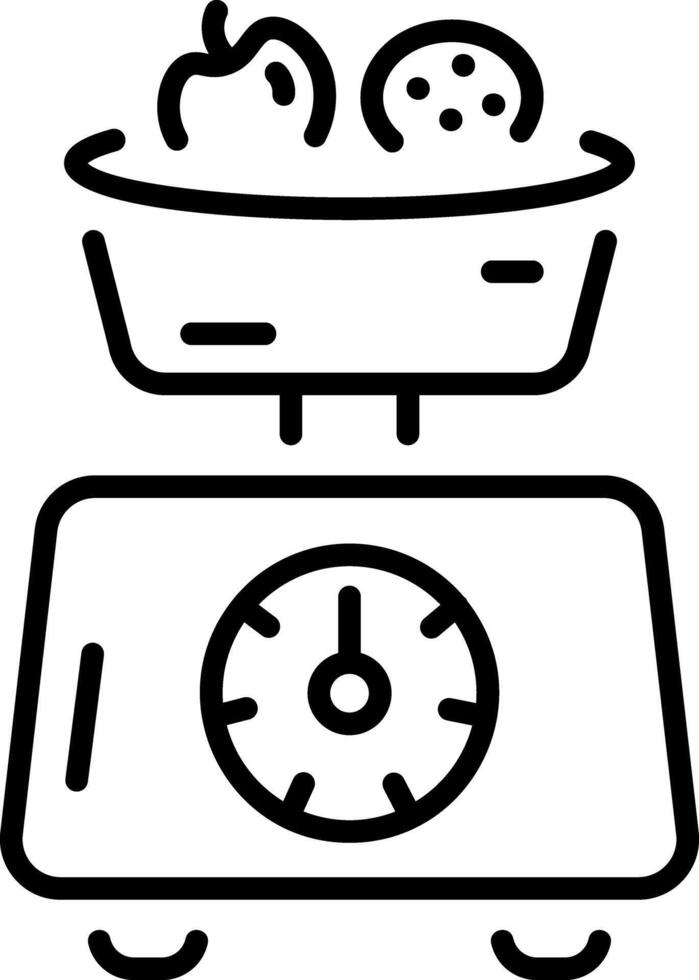A outline style icon showing weighing scale vector