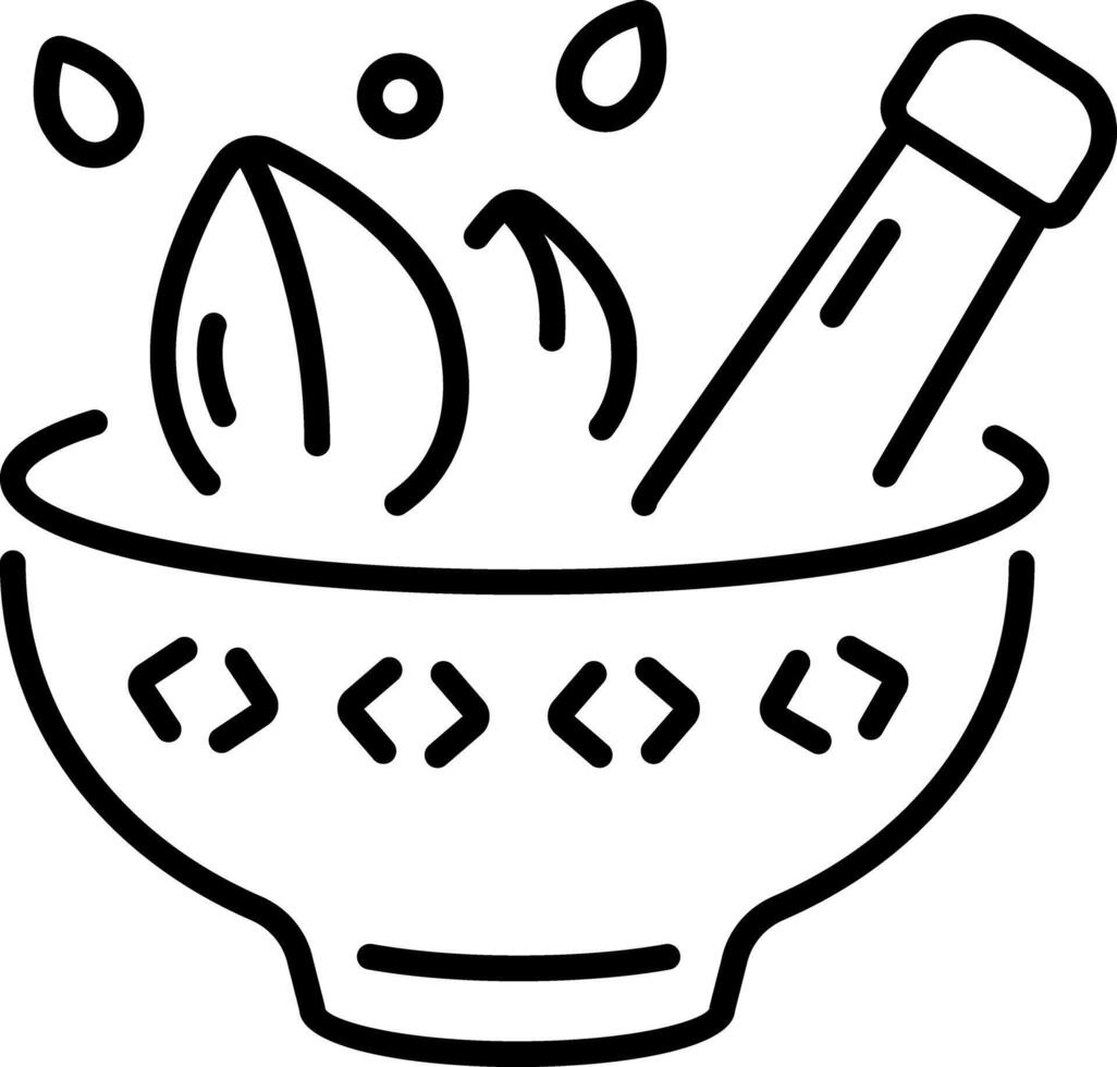 A linear style icon depicting mortar pestle vector