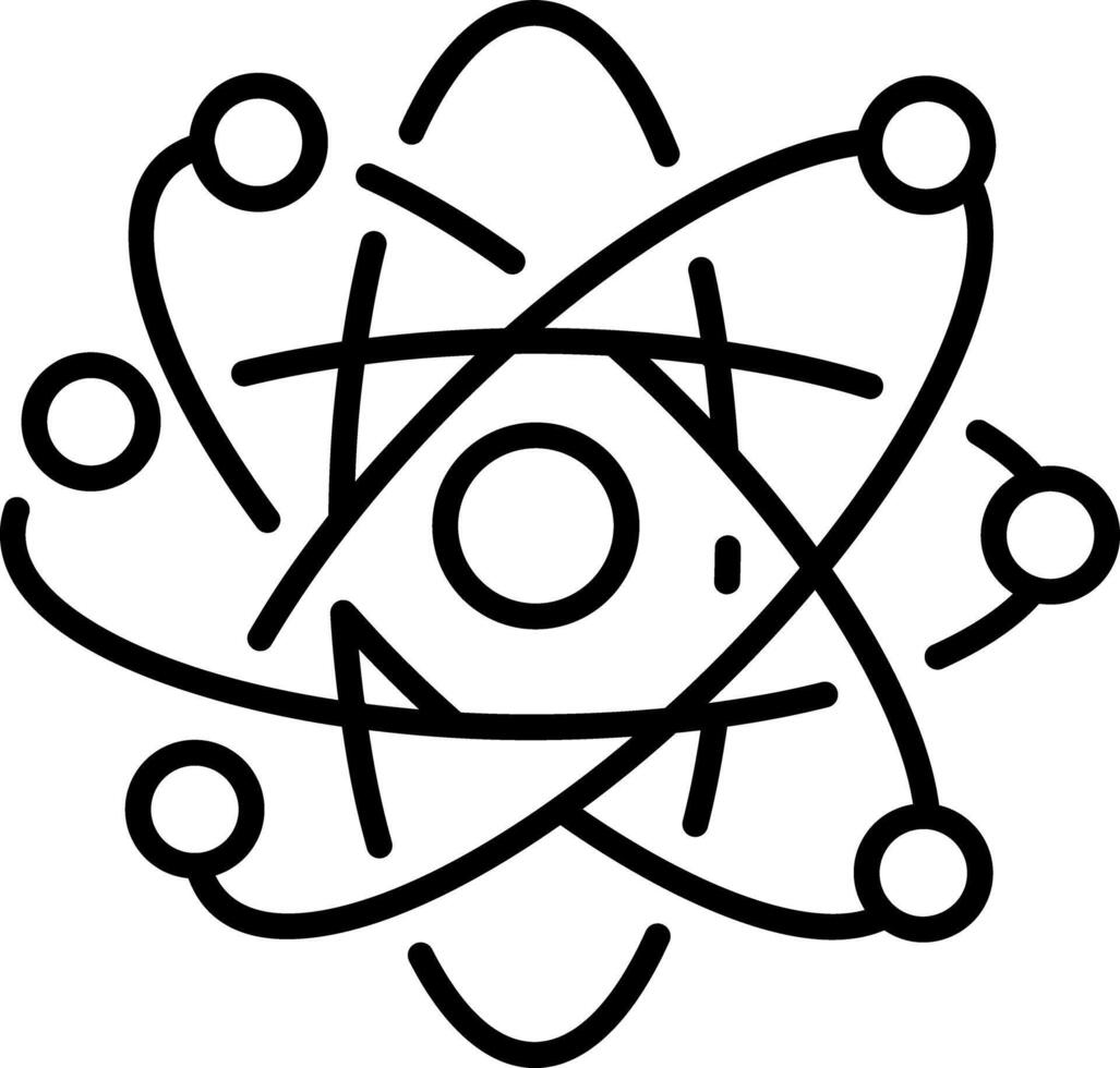 A outline style icon depicting atomic model vector