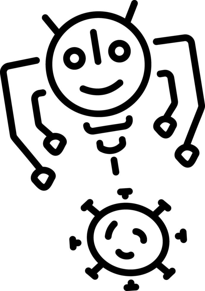 A linear style icon representing nanorobot vector