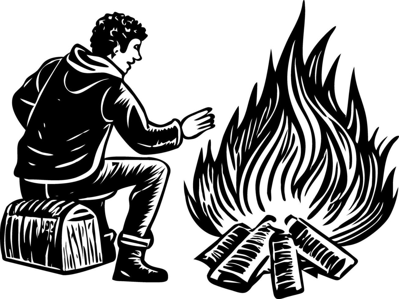 A glyph style illustration representing bonfire vector