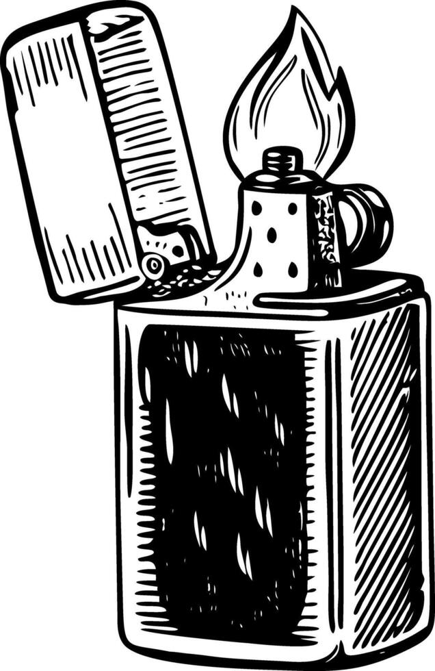 A vintage style illustration showing lighter vector