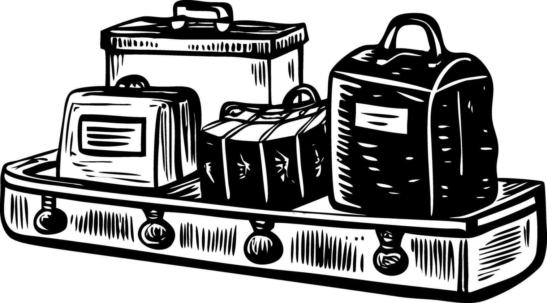 A sketchy style illustration showing baggage claim vector