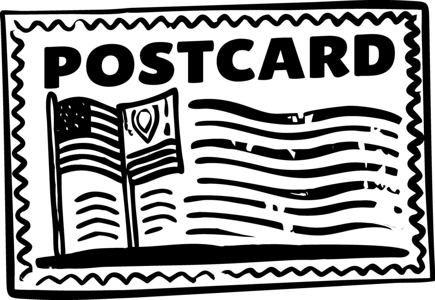 A glyph style illustration representing postcard vector
