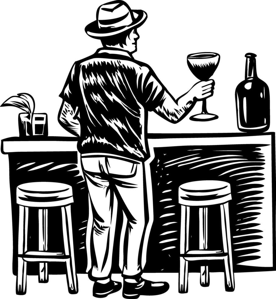 A vintage style illustration showing bar vector