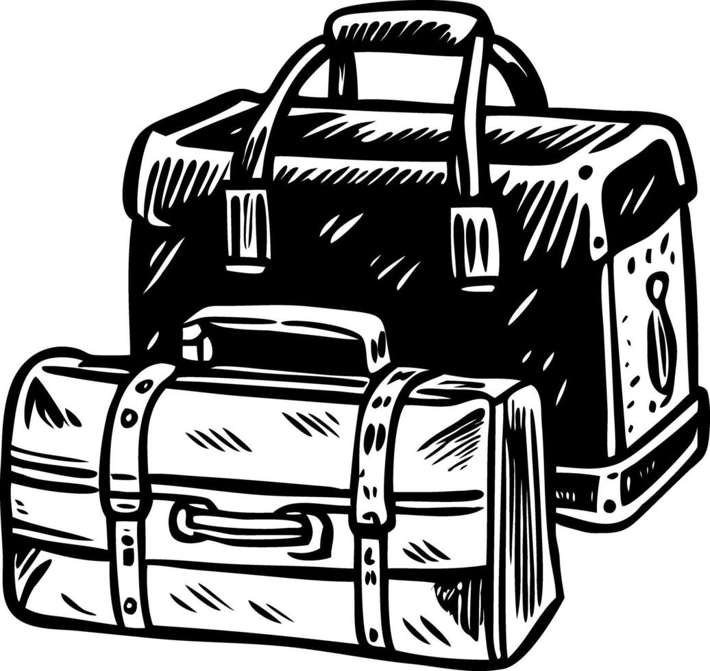 A glyph style illustration representing travel bags vector