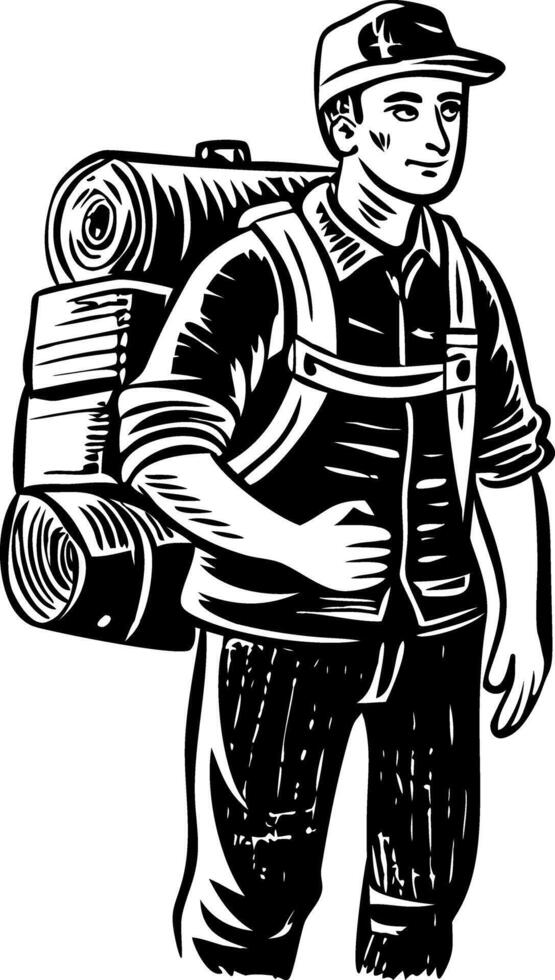 A vintage style illustration showing adventurer vector