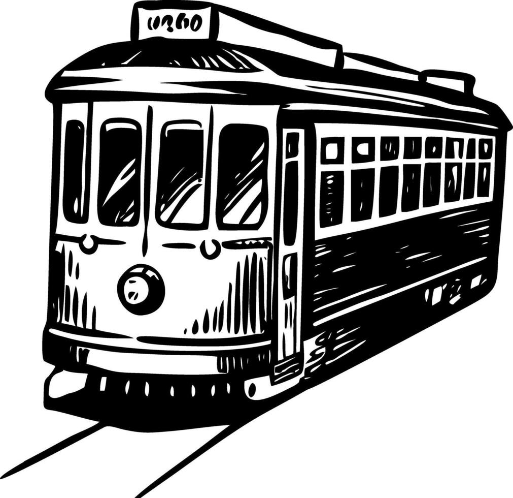 A vintage style illustration showing tram vector