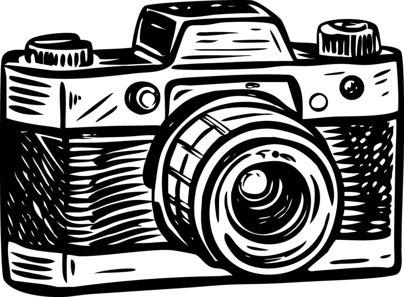 A sketchy style illustration showing travel camera vector