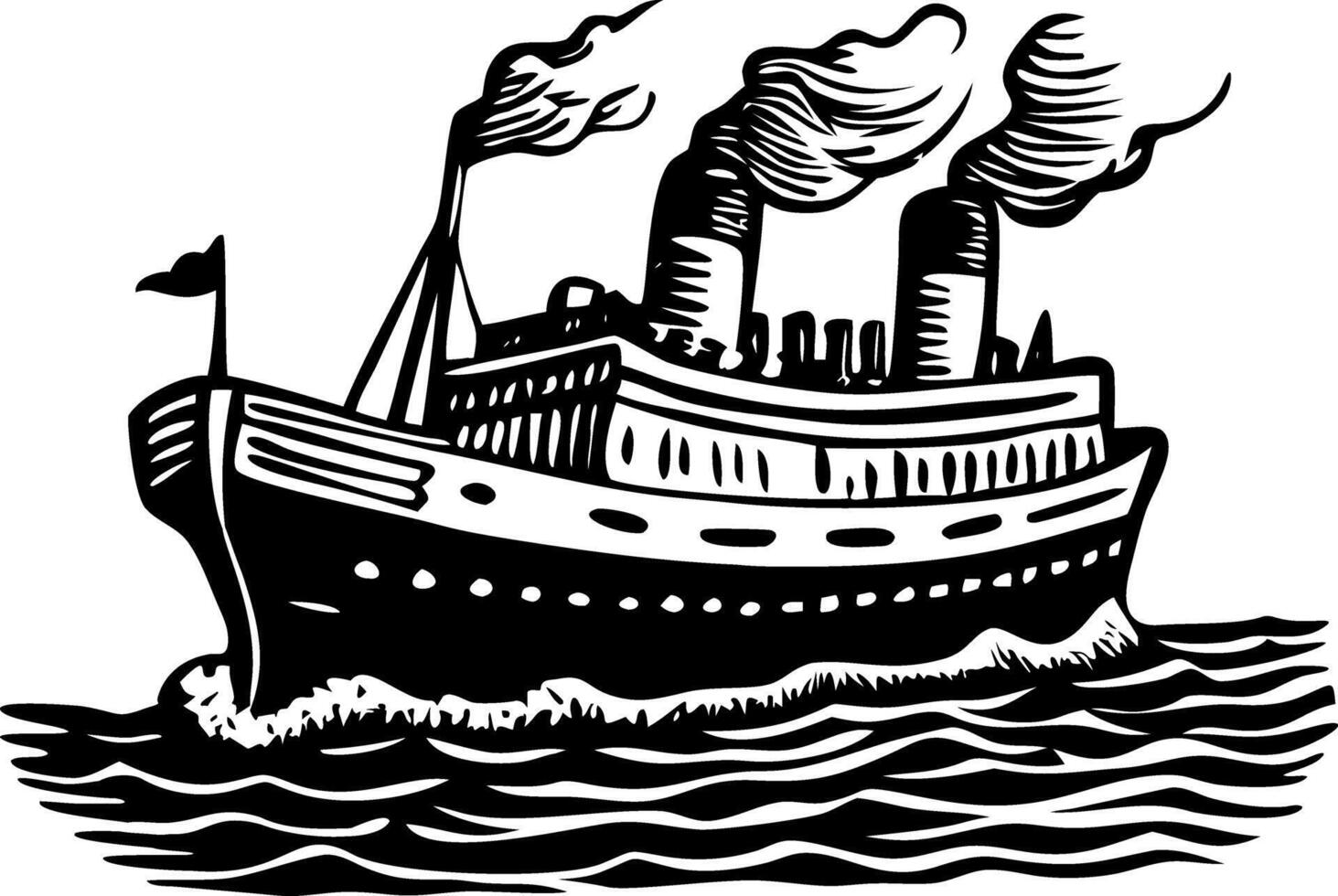 A vintage style illustration showing steamship vector