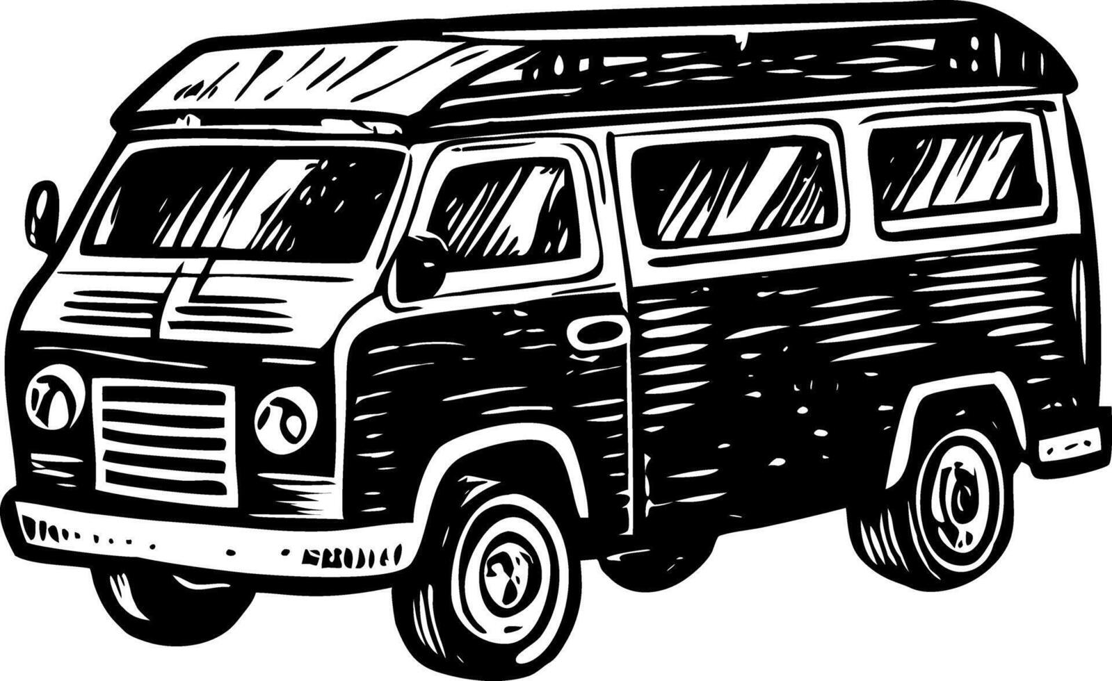 A vintage style illustration showing tour van vector
