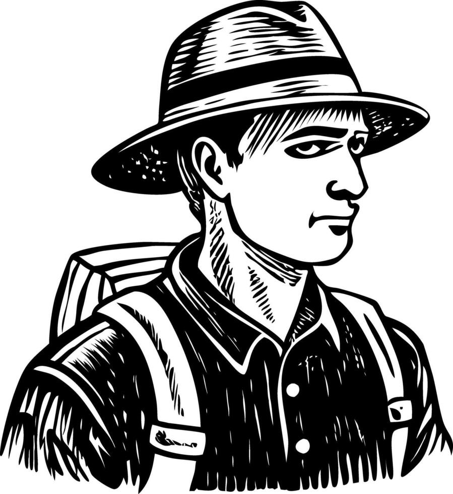 A vintage style illustration showing travel hat vector