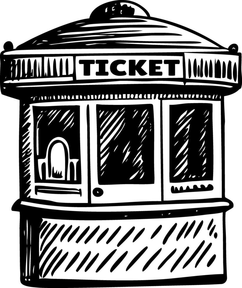 A sketchy style illustration showing ticket booth vector
