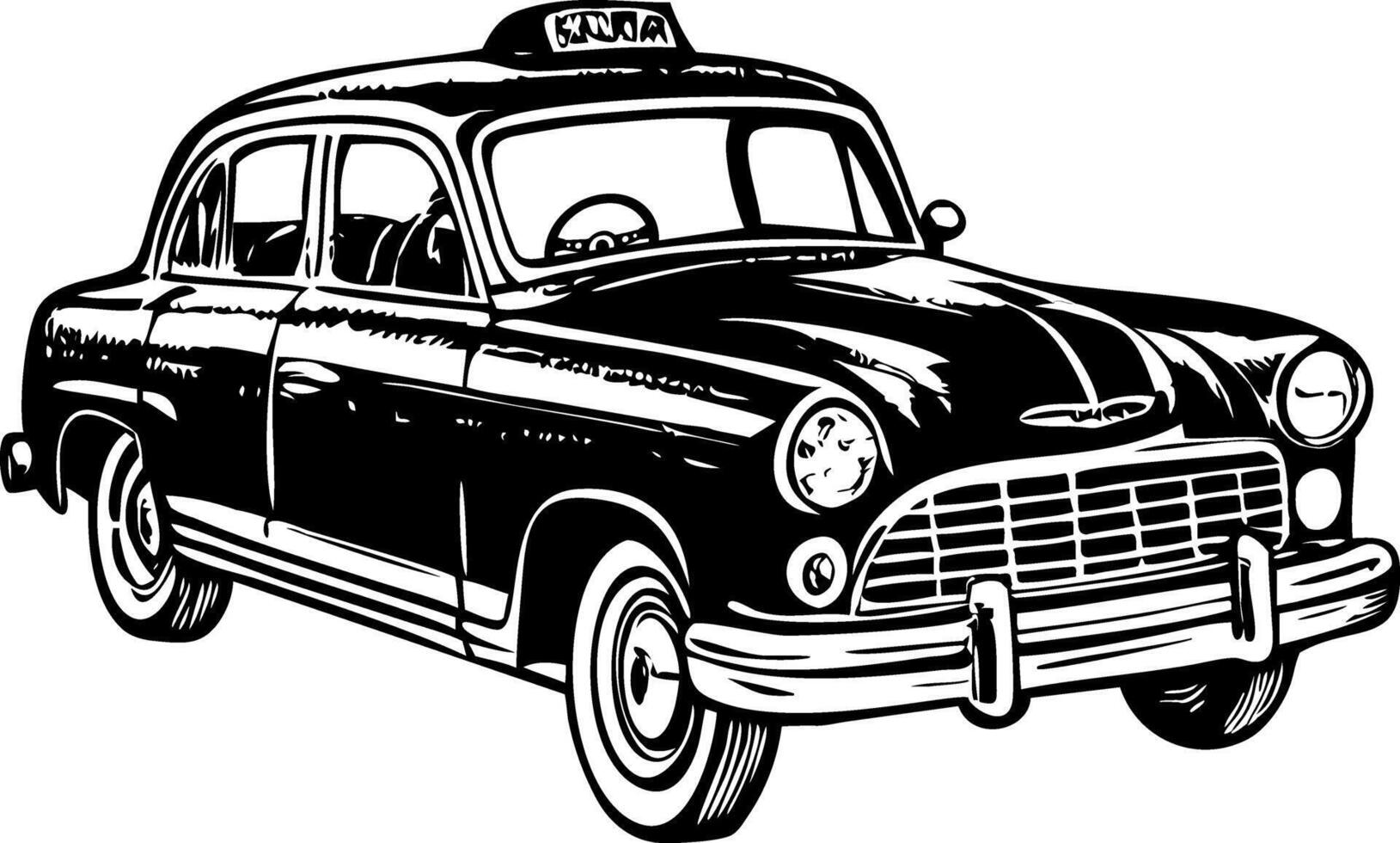 A sketchy style illustration showing vintage taxi vector