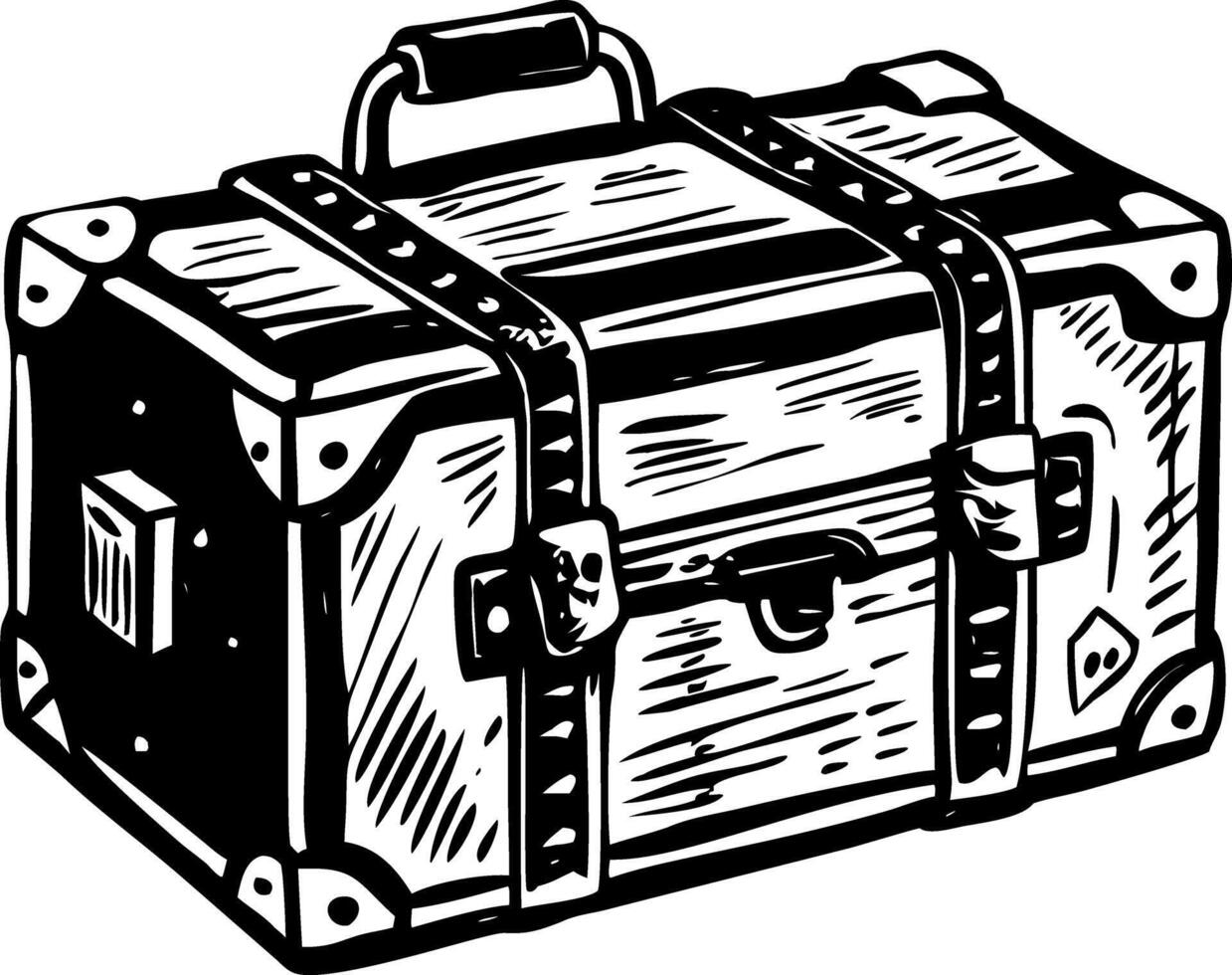 A glyph style illustration representing vintage suitcase vector