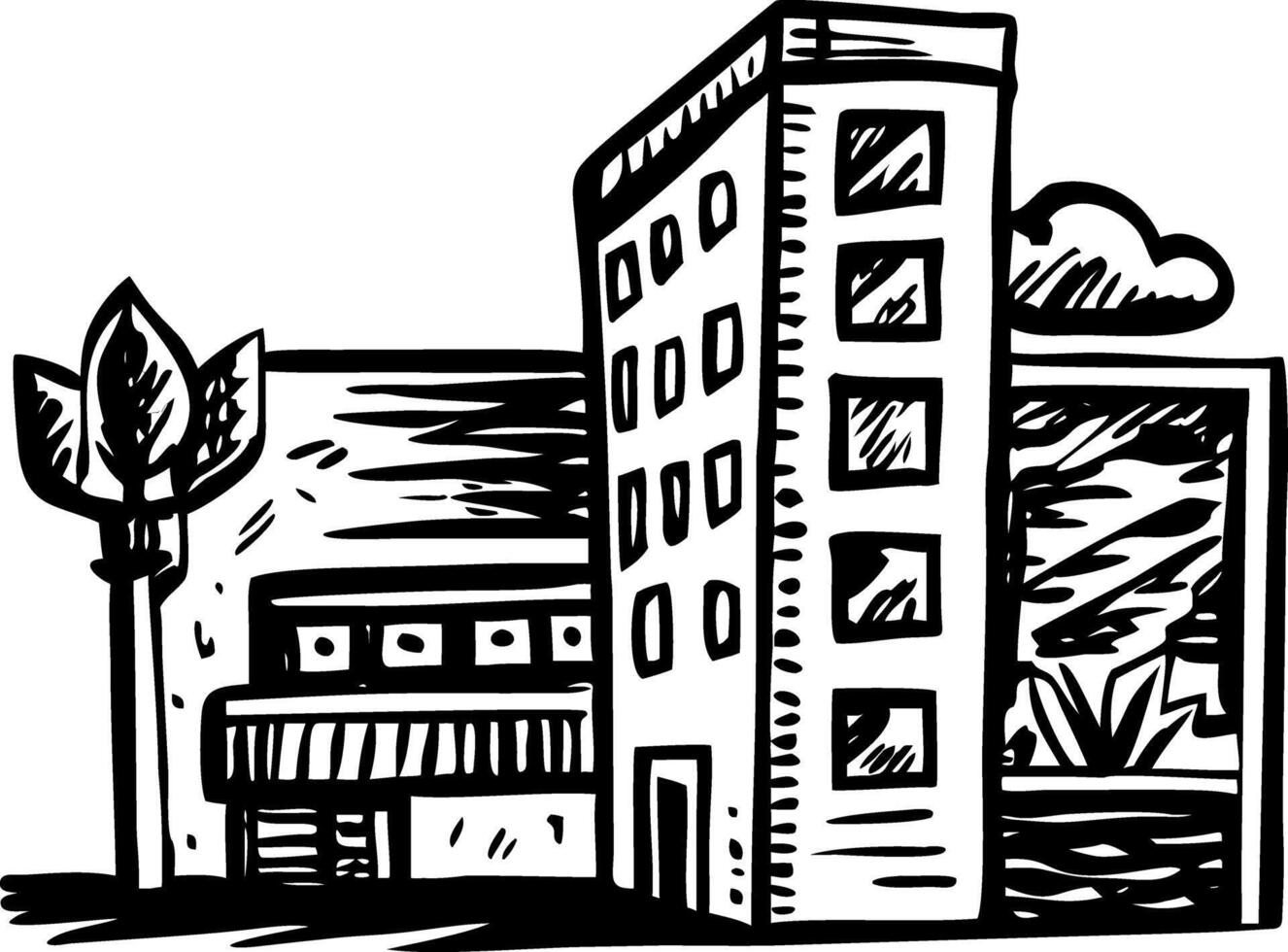 A vintage style illustration showing hotel building vector